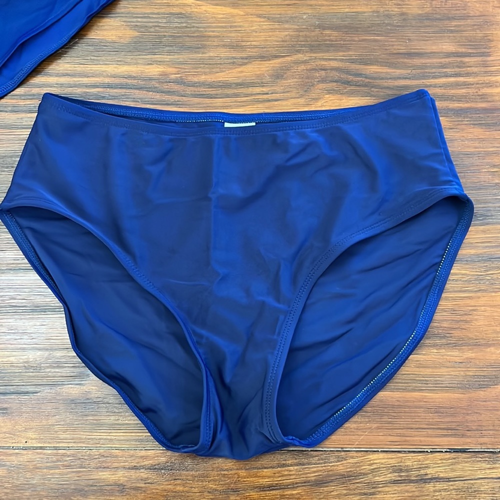 NWT{Hold Pose}Sz S High Neck Midnight Blue Tankini & Bottoms - Picture 10 of 14